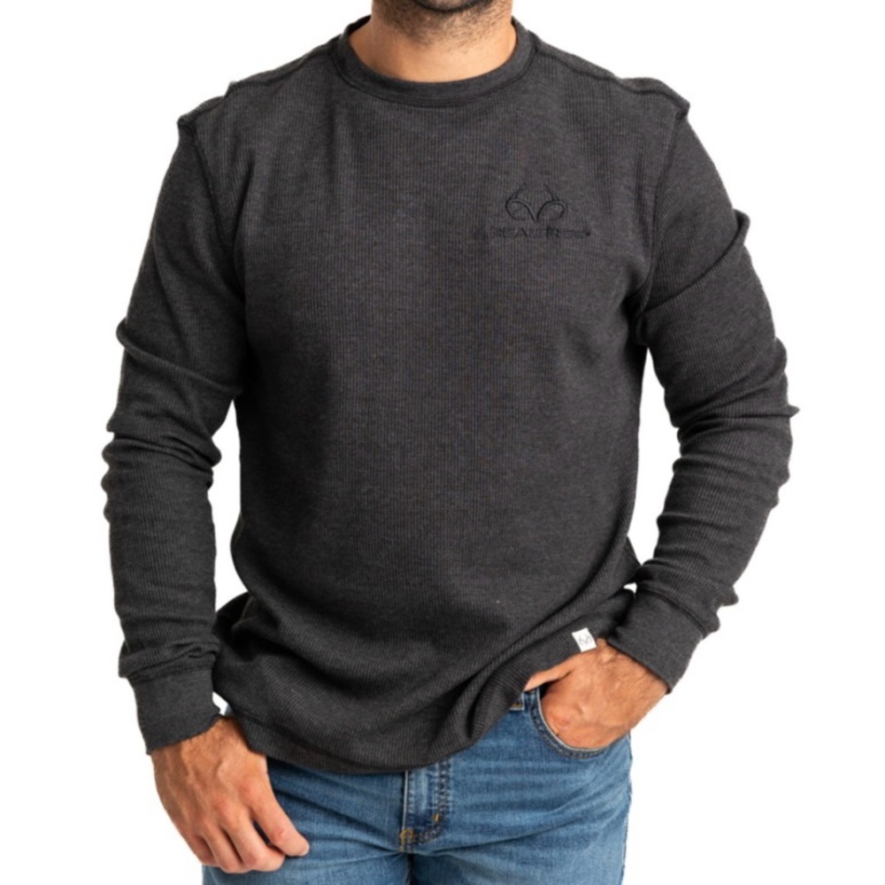 REALTREE MEN'S HIGHWAYMAN BLACK WORK THERMAL LONG SLEEVE SHIRT LARGE NWT